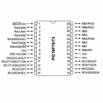 PIC16F73 I/SP DIP28 8-Bit 20 MHz Mikrodenetleyici Entegre (16F73)