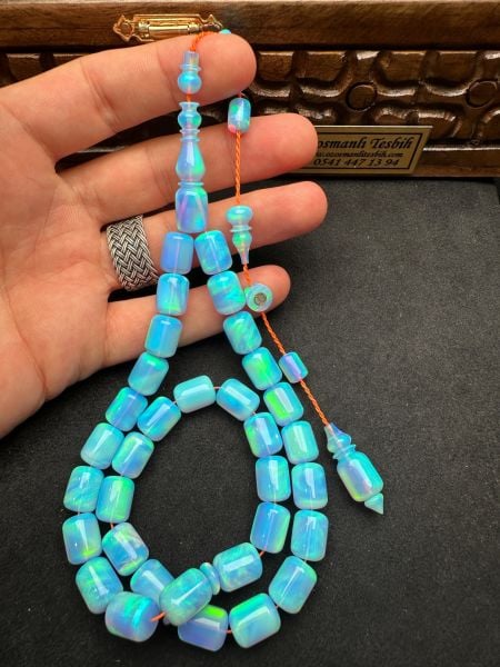 Kapsül Model Mavi Renk Opal Tesbih