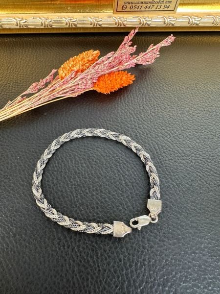 Özel Tasarım Gümüş Örgü Model Bileklik