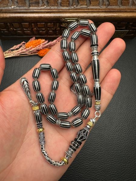 Gümüş Yarma İşlemeli Erzurum Oltutaşı Tesbih
