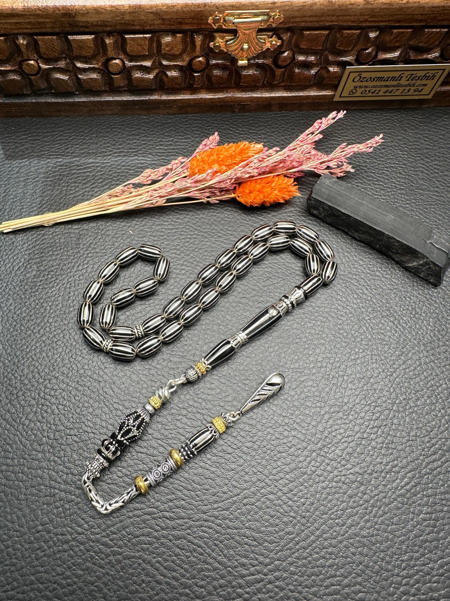 Gümüş Yarma İşlemeli Erzurum Oltutaşı Tesbih