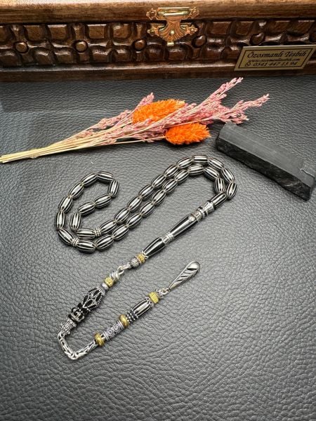 Gümüş Yarma İşlemeli Erzurum Oltutaşı Tesbih