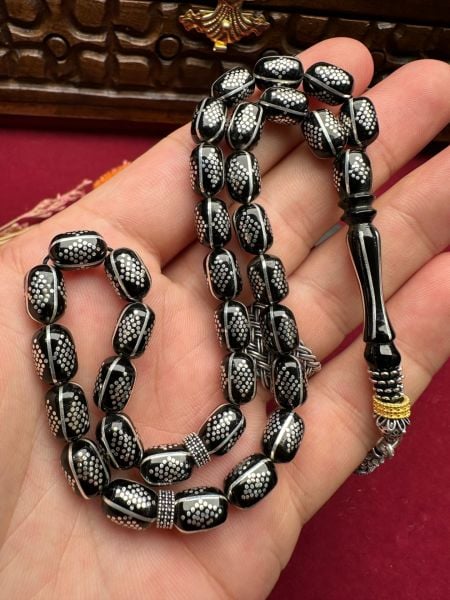 Gümüş Yarma İşlemeli Erzurum Oltu Tesbih