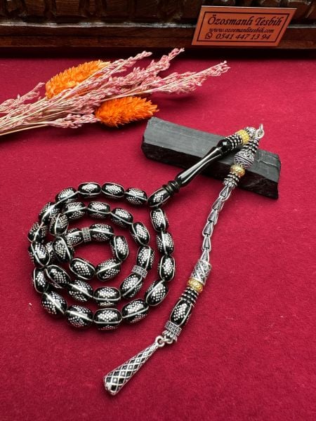 Gümüş Yarma İşlemeli Erzurum Oltu Tesbih