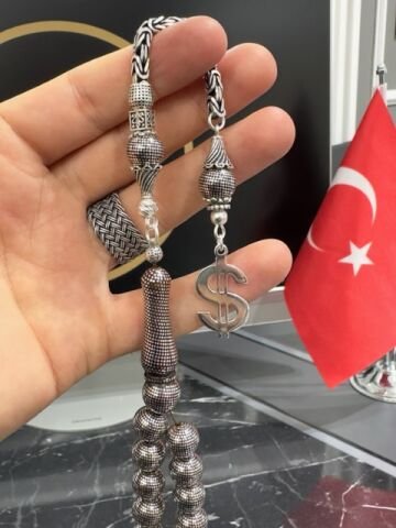 Basık Model Gümüş İşlemeli Kuka Tesbih