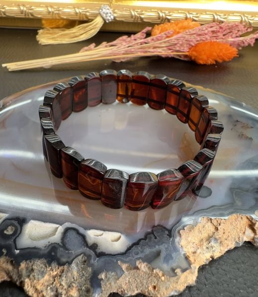 Konyak Renk Rolex Model Damla Kehribar Bileklik