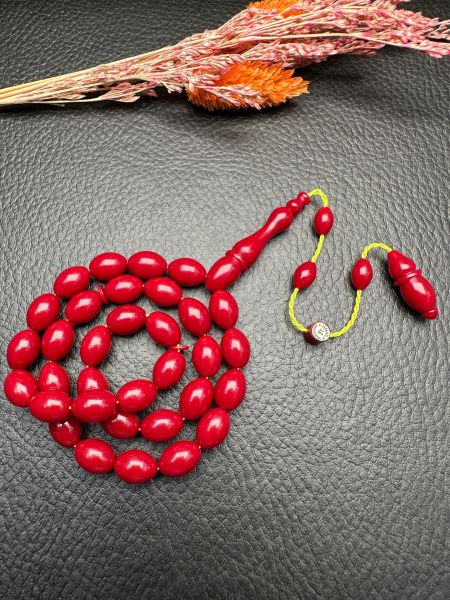 Beyzi Model Bordo Sıkma Kehribar Tesbih