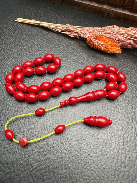 Beyzi Model Bordo Sıkma Kehribar Tesbih
