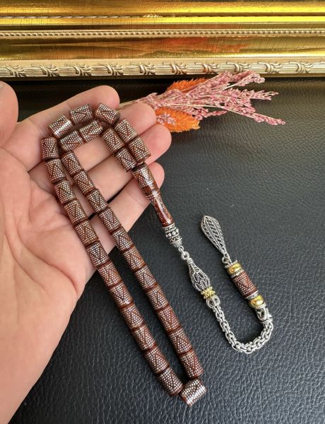 Kesme Model Gümüş İşlemeli Kuka Tesbih