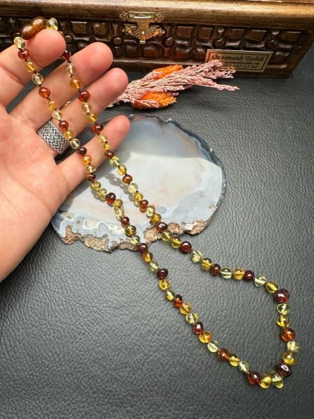 Damla Kehribar Yetişkin Kolye