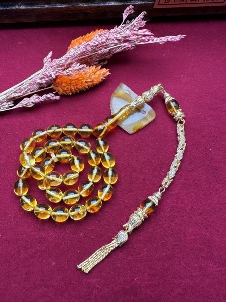 Badem Model Şeffaf Damla Kehribar Tesbih