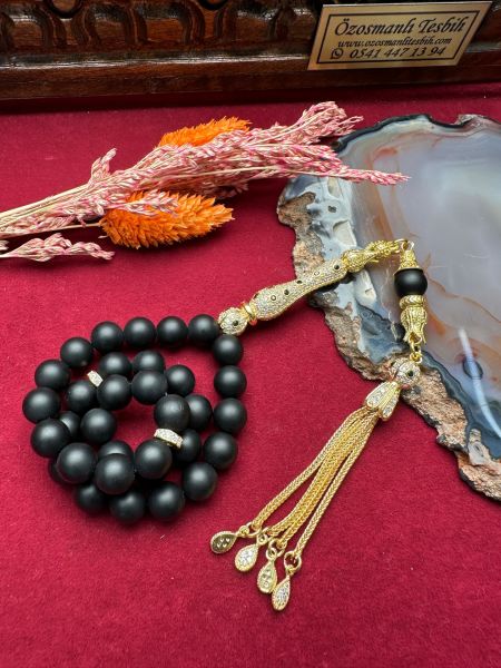 Küre Model Mat Oniks Doğal Taş Tesbih