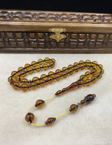 Armudi Model 45'lik Arabic Ateş Kehribar Tesbih