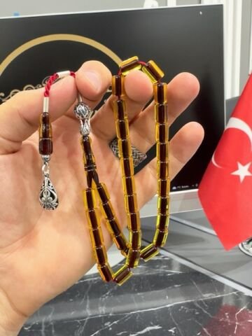 Kesme Model Çubuk Sıkma Kehribar Tesbih