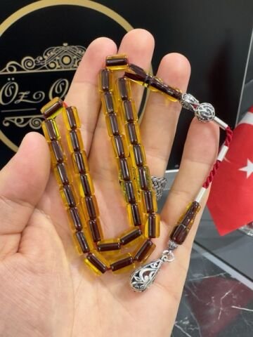 Kesme Model Çubuk Sıkma Kehribar Tesbih