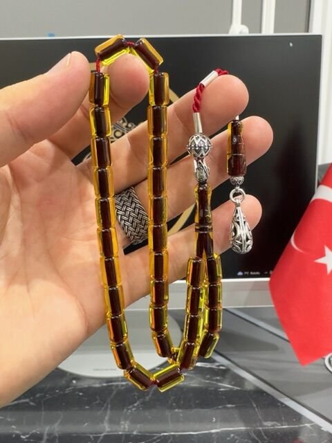 Kesme Model Çubuk Sıkma Kehribar Tesbih