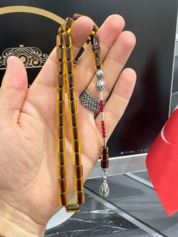 Kesme Model Çubuk Sıkma Kehribar Tesbih
