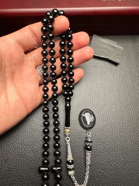 Armudi  Model 99'luk Sade Erzurum Oltu Taşı Tesbih