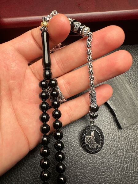 Armudi  Model 99'luk Sade Erzurum Oltu Taşı Tesbih