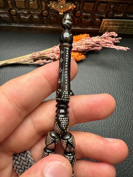 Badem Model Gümüş İşlemeli Caretta Bağa Tesbih