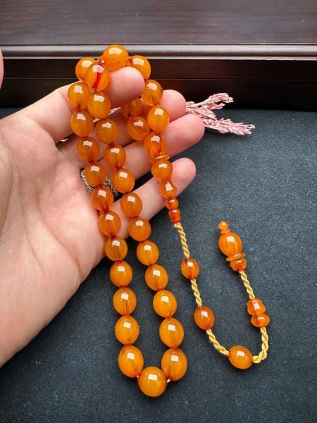 Beyzi Model Traşlı Eski Osmanlı Helezon Habbe Sıkma Kehribar Tesbih