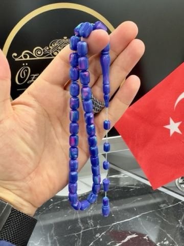 Kapsül Model Mavi Renk Opal Doğal Taş Tesbih