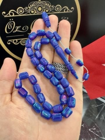 Kapsül Model Mavi Renk Opal Doğal Taş Tesbih