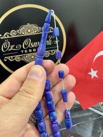 Kapsül Model Mavi Renk Opal Doğal Taş Tesbih