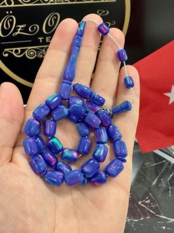 Kapsül Model Mavi Renk Opal Doğal Taş Tesbih