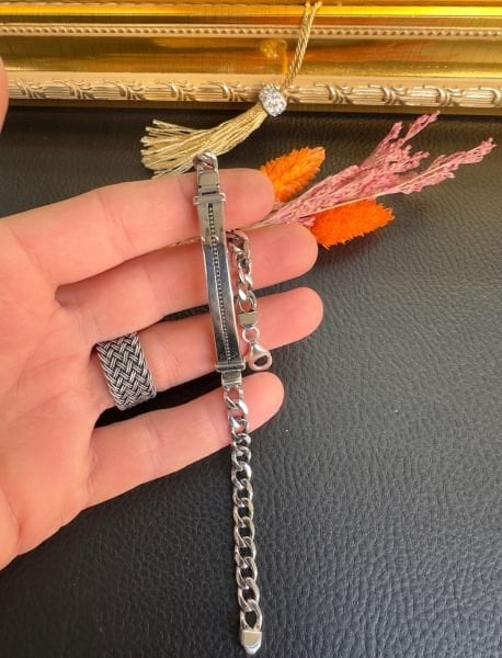 Özel Tasarım Erkek Gümüş Bileklik