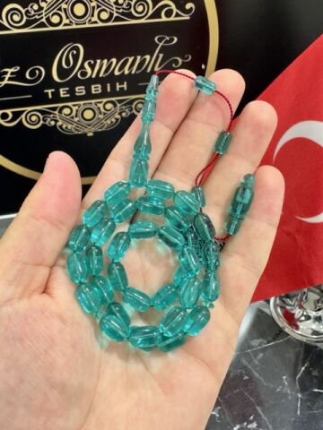 Kapsül Model Şeffaf Turkuaz Yeni Zar Kehribar Tesbih