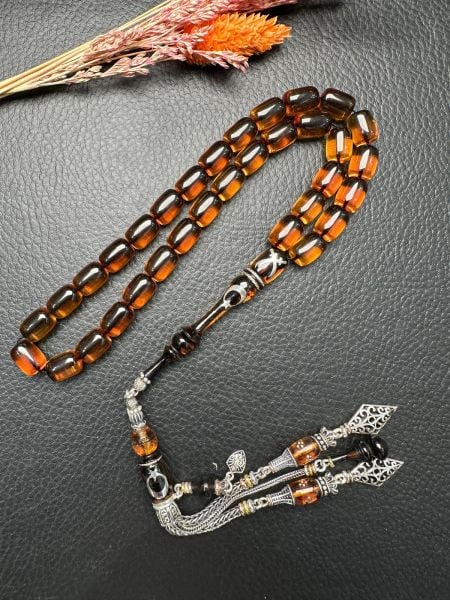 Kapsül Model Gümüş Dizayn Ateşi Sıkma Kehribar Tesbih