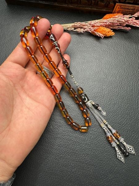 Kapsül Model Gümüş Dizayn Ateşi Sıkma Kehribar Tesbih