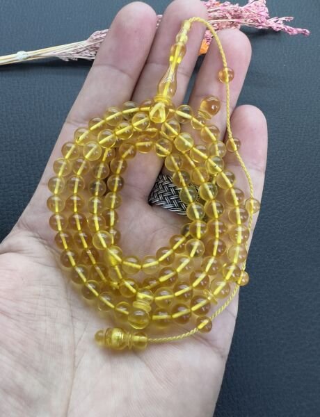 Şeffaf 99'luk Küre Model Baltık Damla Kehribar Tesbih