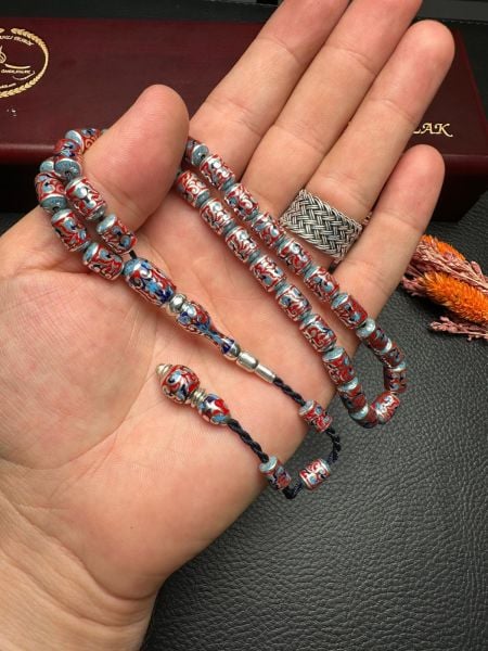 Kapsül Model Gravür İşleme Porselen Mineli Gümüş Tesbih