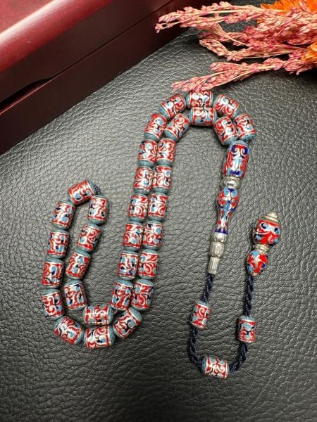 Kapsül Model Gravür İşleme Porselen Mineli Gümüş Tesbih