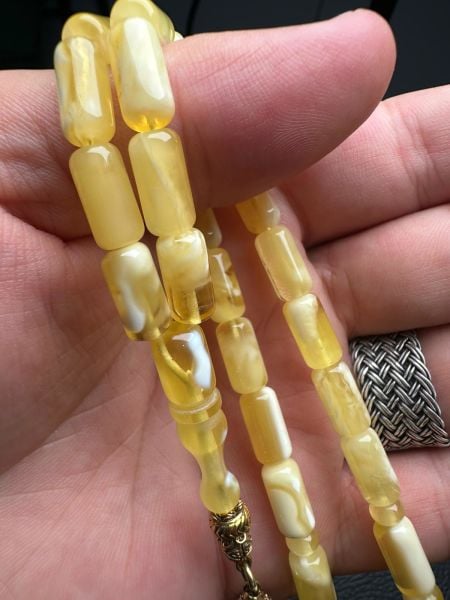 Kapsül Model Damla Kehribar Tesbih