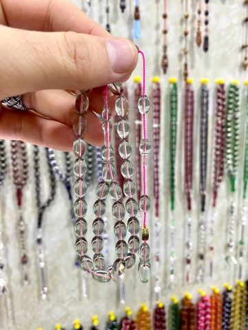 Beyzi Model Şeffaf Renk Zar Kehribar Tesbih