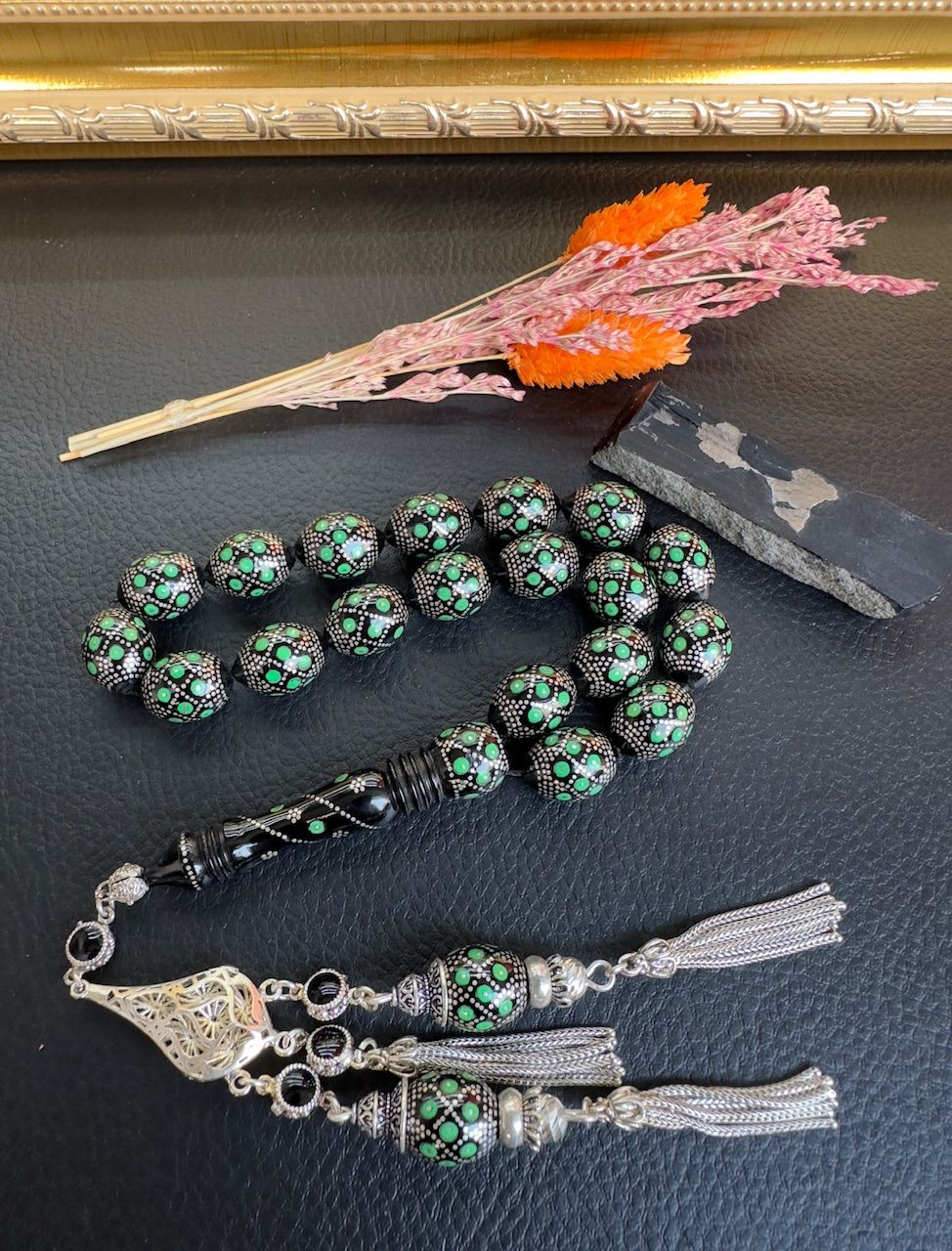 Beyzi Model Gümüş İşlemeli Erzurum Oltutaşı Tesbih