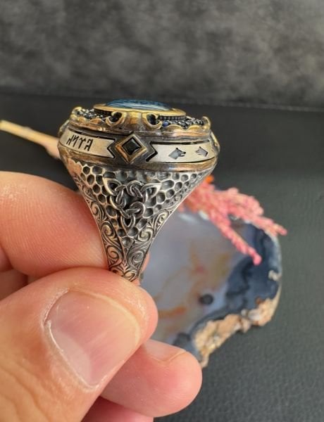 Zores Özel Seri La Galibe İllAllah Yazılı Gümüş Yüzük