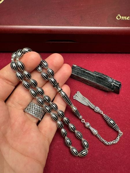 Beyzi Model Gümüş Yarma Erzurum Oltu Taşı Tesbih