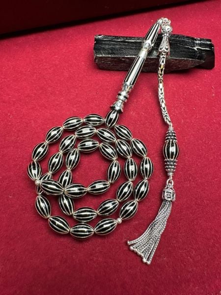 Beyzi Model Gümüş Yarma Erzurum Oltu Taşı Tesbih