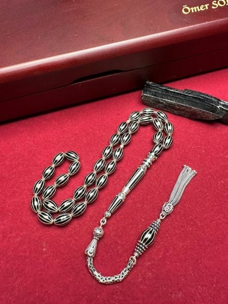 Beyzi Model Gümüş Yarma Erzurum Oltu Taşı Tesbih