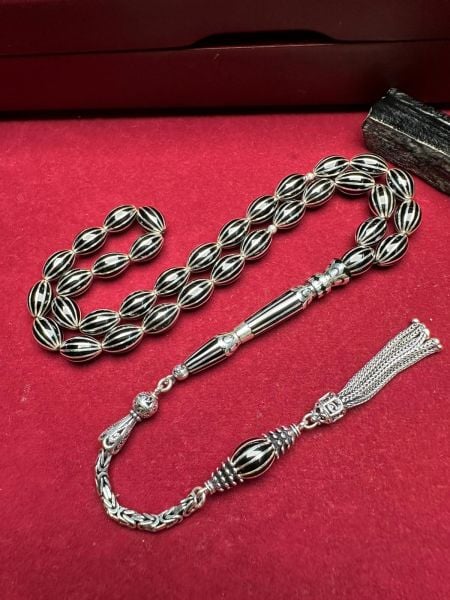 Beyzi Model Gümüş Yarma Erzurum Oltu Taşı Tesbih