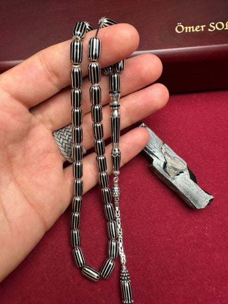 Kapsül Model Gümüş Yarma Erzurum Oltu Taşı Tesbih