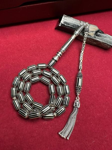 Kapsül Model Gümüş Yarma Erzurum Oltu Taşı Tesbih