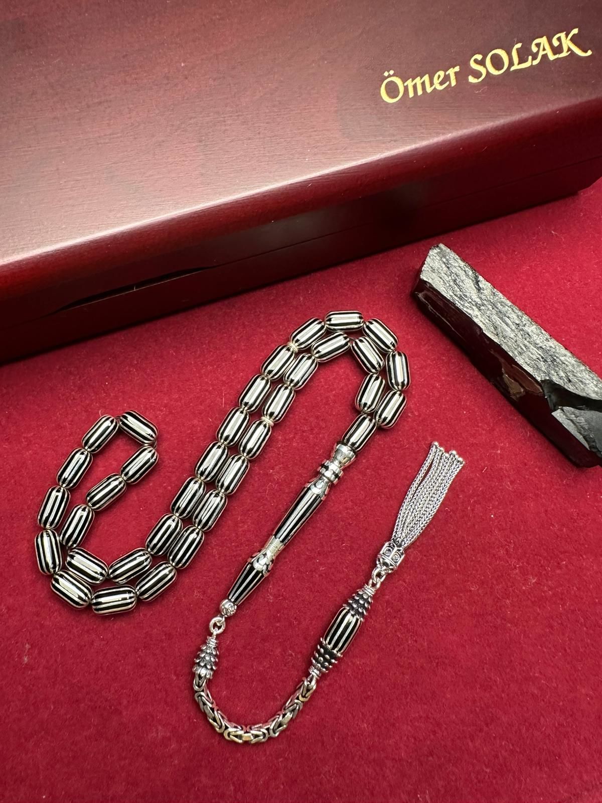 Kapsül Model Gümüş Yarma Erzurum Oltu Taşı Tesbih