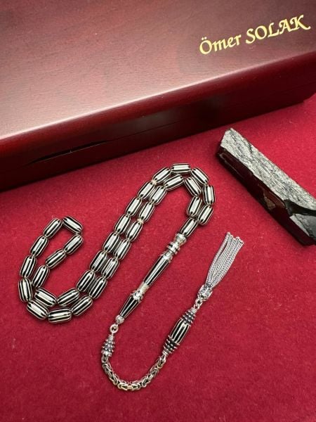 Kapsül Model Gümüş Yarma Erzurum Oltu Taşı Tesbih