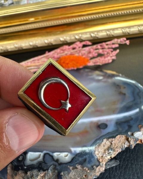 Özel Türk Bayrağı Tasarım Gümüş Yüzük