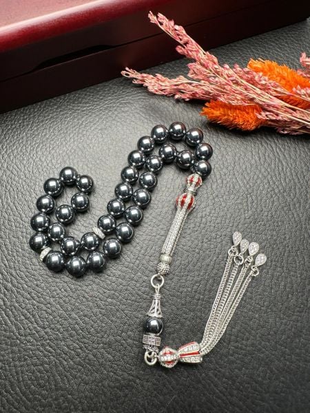 Küre Model Hematit Doğal Taş Tesbih